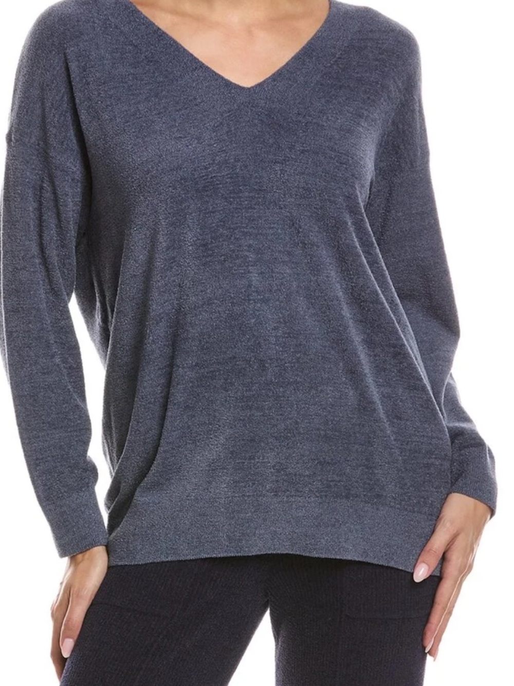 Barefoot Dreams CozyChic Ultra lite v-neck sweater bluefly Large Tall